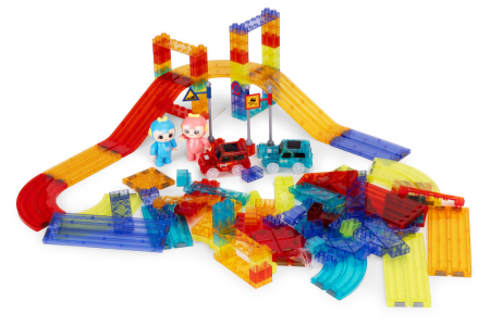 Homelux Set de construcție cu pistă de curs magnetică cu mașini LED 154 de piese [2]
