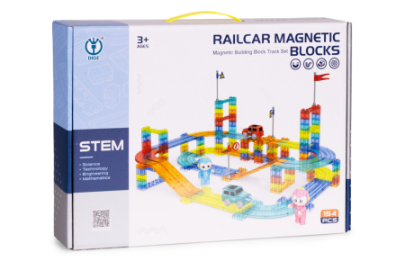 Homelux Set de construcție cu pistă de curs magnetică cu mașini LED 154 de piese [9]