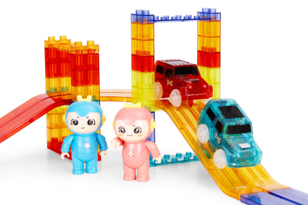 Homelux Set de construcție cu pistă de curs magnetică cu mașini LED 154 de piese [3]