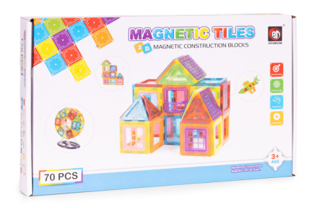 Homelux Set de constructii magnetice 70 piese casa, masina, roata Ferris etc. [9]