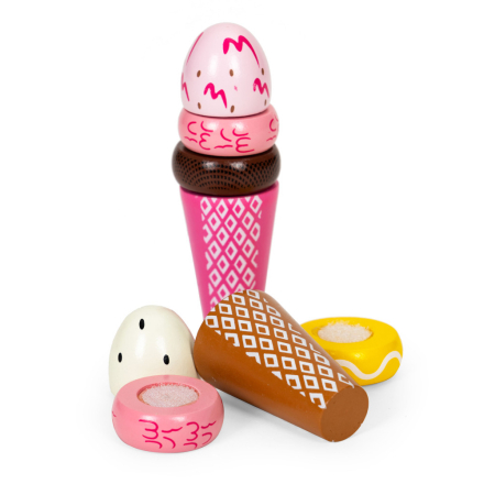 Homelux Set de înghețată Velcro din lemn 9 bucăți jucărie de feliere [1]