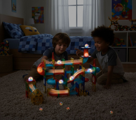 Homelux Set de jocuri de construcție cu bile magnetice care strălucesc în întuneric, cu 105 blocuri de construcție creative [7]