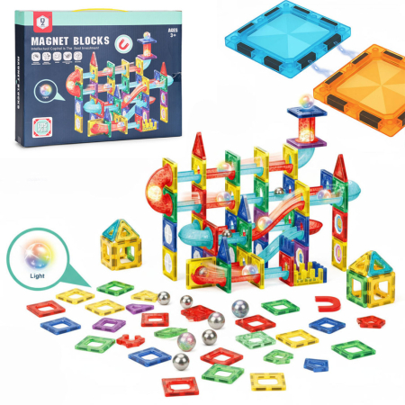 Produse temporar indisponibile - Homelux Set de jocuri de construcție cu bile magnetice care strălucesc în întuneric, cu 105 blocuri de construcție creative