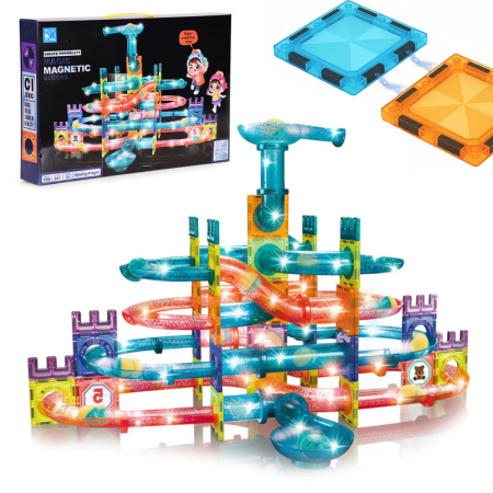 Produse temporar indisponibile - Homelux Set de jocuri de construcție cu bile magnetice fosforescente în întuneric cu 166 de blocuri de construcție creative