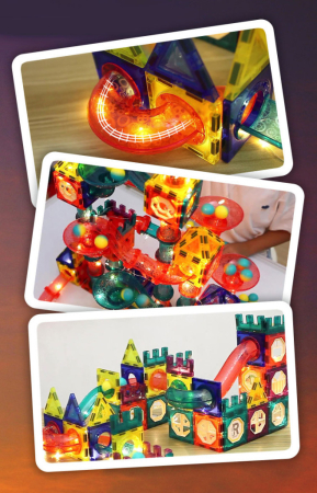 Homelux Set de jocuri de construcție cu bile magnetice fosforescente în întuneric cu 166 de blocuri de construcție creative [5]