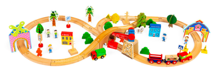 Homelux Set de trenuri din lemn 74 buc [0]