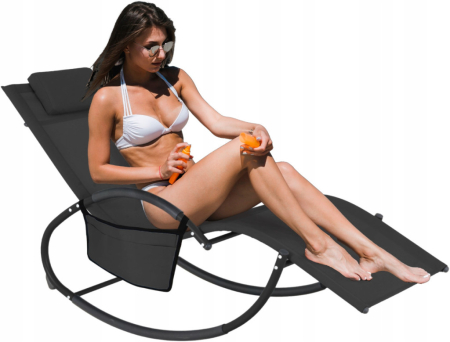 Homelux Șezlong, balansoar cu buzunare laterale negre [2]