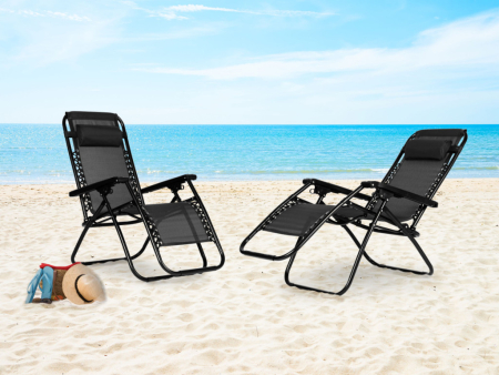 Homelux Șezlong negru pliabil ZERO GRAVITY cu spătar reglabil [2]