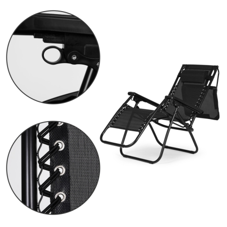 Homelux Șezlong pliabil cu copertină neagră [9]