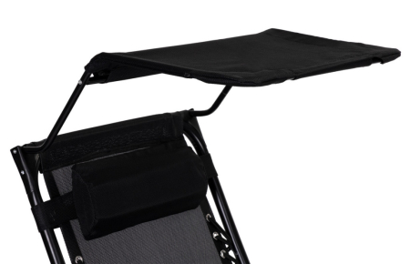 Homelux Șezlong pliabil cu copertină neagră [6]