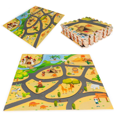 Produse temporar indisponibile - Homelux Spumă burete joc mat safari puzzle 9pcs 93x93cm