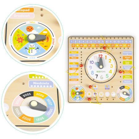 Homelux Tablă didactică interactivă din lemn cu calendar și ceas [2]