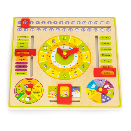 Homelux Tablă educațională din lemn cu timp și calendar pentru învățarea limbii engleze 7 în 1 [2]