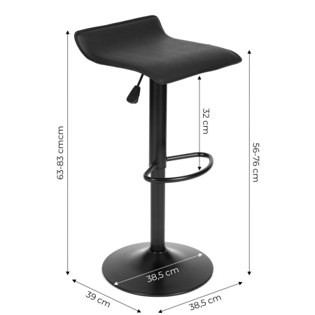 Homelux Taburet de bar pivotant cu reglare pe înălțime, piele artificială, negru [9]