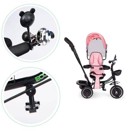 Homelux Triciclu cu scaun pivotant și acoperiș, roz [6]