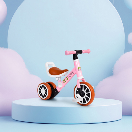 Homelux Triciclu jogging biciclete cu pedale 2 în 1 roz [1]