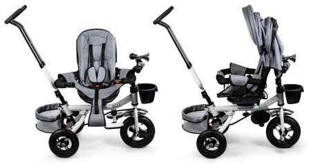 Homelux Triciclu rotativ 360° triciclu Deluxe cu acoperiș gri [3]