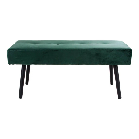Mobilier - House Nordic Bancă Skiby, catifea verde închis cu picioare negre 100x35x44 cm