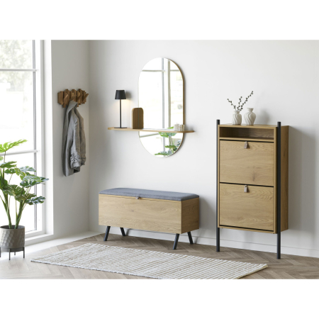 House Nordic Barco oglindă cu raft efect stejar, 92x15x94,5 cm [4]