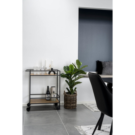 House Nordic Cărucior Vita, 2 rafturi, efect stejar, cadru negru 68x40x79 cm [6]