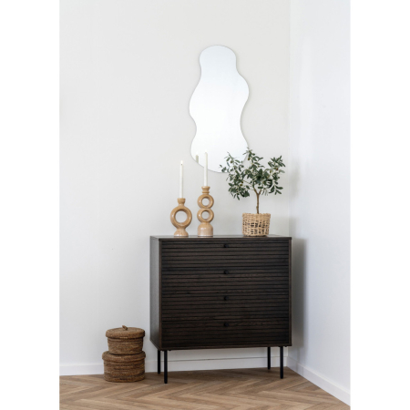 House Nordic Comoda Kyoto, 4 sertare, furnir stejar, fumuriu, picioare metal negru 80x40x85 cm [1]