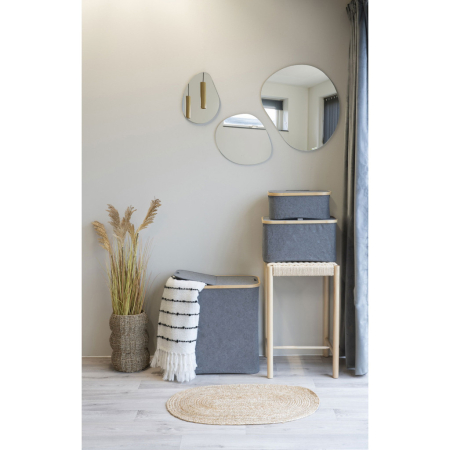 House Nordic Coș de rufe Noto, bambus, textil, gri închis, 54x33x54 cm [1]