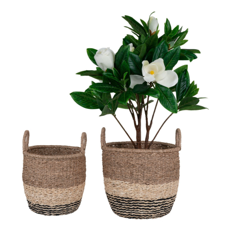 House Nordic Coșuri Lima, iarbă de mare, natural/maro/negru, 2pcs [2]