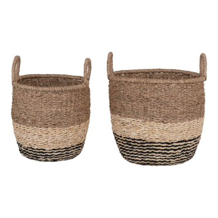 House Nordic Coșuri Lima, iarbă de mare, natural/maro/negru, 2pcs [3]