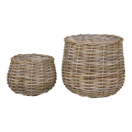 House Nordic Coșuri Pulo, rattan kubu, natural 2 buc [3]
