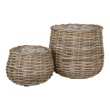 Decorațiuni - House Nordic Coșuri Pulo, rattan kubu, natural 2 buc