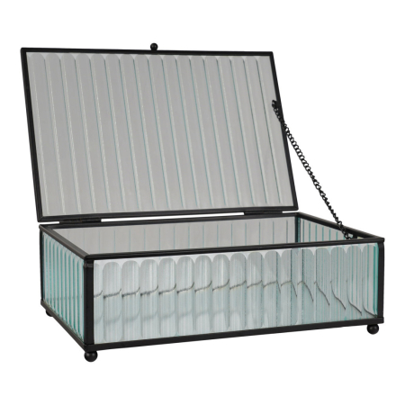 Decorațiuni - House Nordic Cutie cadou Santorini, sticlă/metal, negru, 20x13x7 cm