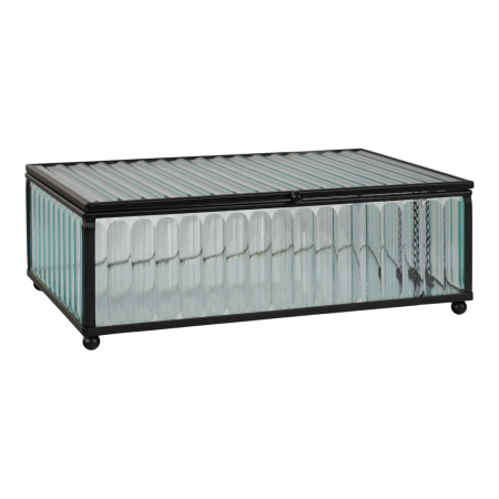 House Nordic Cutie cadou Santorini, sticlă/metal, negru, 20x13x7 cm [2]