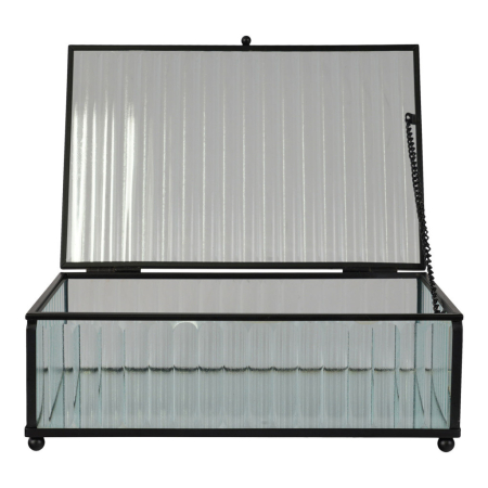 House Nordic Cutie cadou Santorini, sticlă/metal, negru, 20x13x7 cm [4]