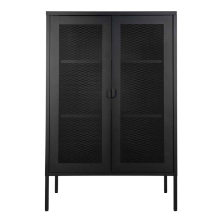 Vitrină sticlă - House Nordic Dulap Melbourne, metal negru, 2 uși cu plasă, 80x40x120 cm