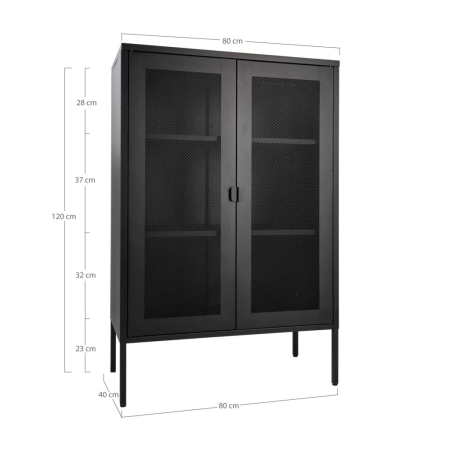 House Nordic Dulap Melbourne, metal negru, 2 uși cu plasă, 80x40x120 cm [6]