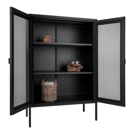 House Nordic Dulap Melbourne, metal negru, 2 uși cu plasă, 80x40x120 cm [5]