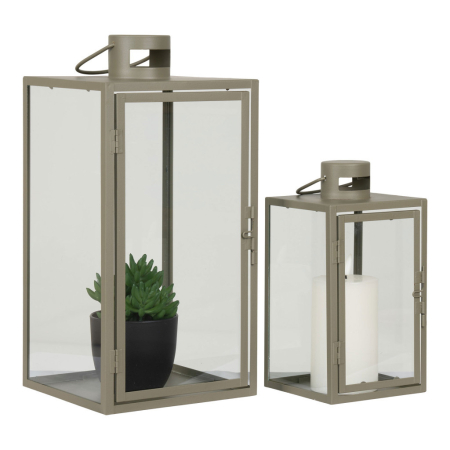 House Nordic Felinare decorative Corfu, metal/vidră, verde, set de 2 [0]