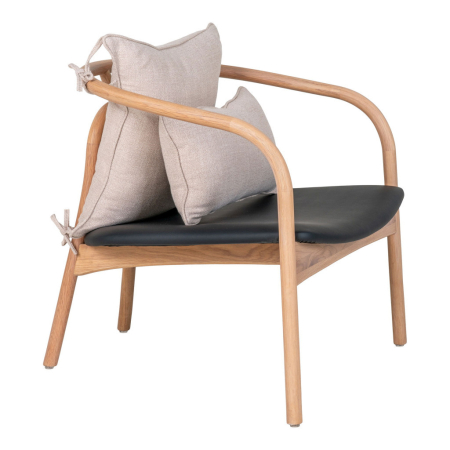 House Nordic Fotoliu Alberca, pernă din piele de stejar, negru natural [3]