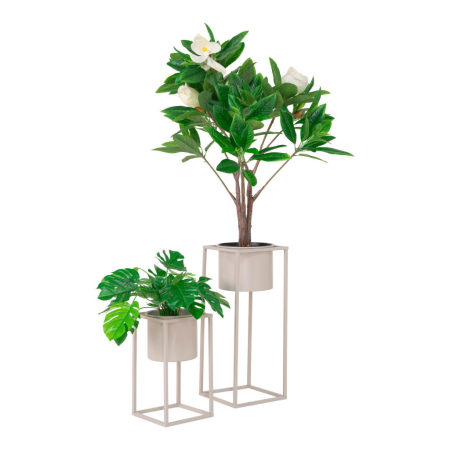 House Nordic Ghivece de flori Marla, oțel, bej gri, 2pcs [2]