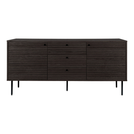 House Nordic Kyoto sideboard cu 3 sertare, 2 usi, furnir de stejar, fumuriu, picioare din metal negru, 150x40x74 cm [0]