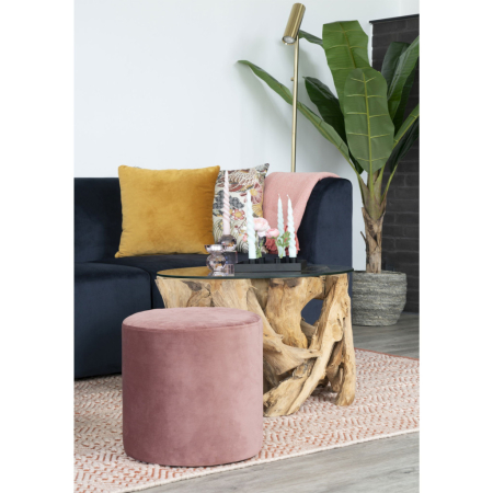 House Nordic Masă de cafea Grand Canyon cu sticlă, picioare naturale, Ø60x40 cm [8]