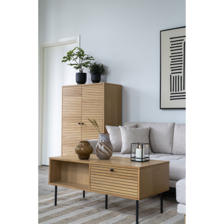 House Nordic Masă de cafea Kyoto cu 2 sertare, furnir de stejar, natural, negru 50x100x45 cm [1]