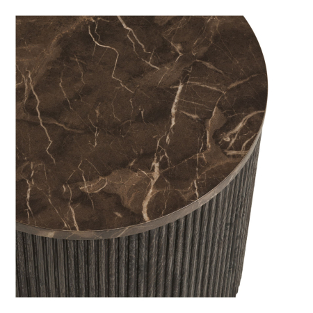 House Nordic Masă de cafea Rota efect marmură, maro închis, ø45x40 cm [2]