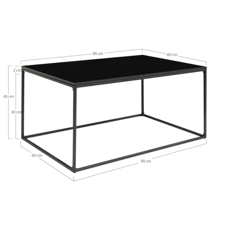 House Nordic Masă de cafea Vita negru cu cadru negru 60x90x45 cm [6]