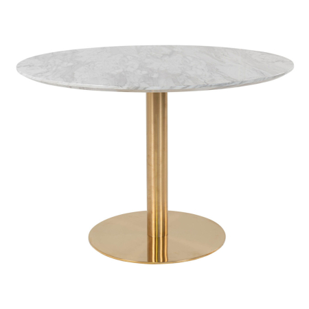 Masă sufragerie - House Nordic Masă de dining rotundă Bolzano 110x75 cm alb-alamă