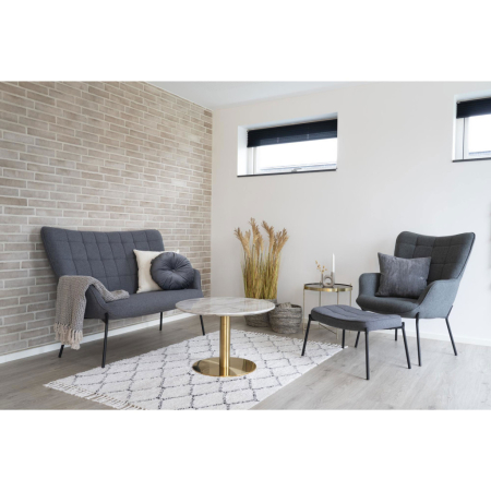 House Nordic Măsuță de cafea Bolzano cu efect de marmură, alb, picioare cu efect de cupru ø70x45 cm [7]