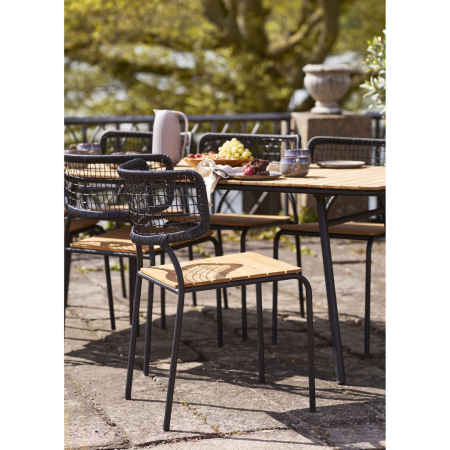 House Nordic Nashville scaun de luat masa, tec, frânghie neagră, negru [7]