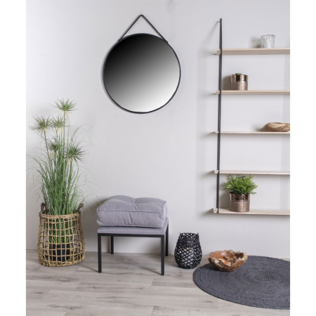 House Nordic Oglindă Trapani oțel/imitare piele, neagră, ø60 cm [1]