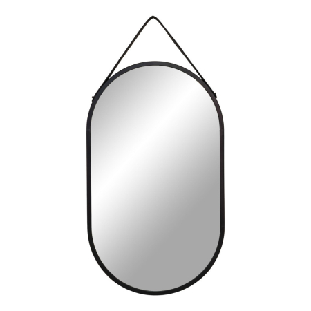 Oglindă hol - House Nordic Oglindă Trapani oțel/piele artificială, neagră, 35x60