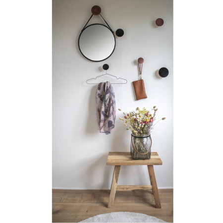 House Nordic Oglindă Trapani oțel/piele artificială, neagră, ø38 cm [1]